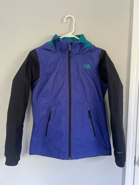 The North Face Blue & Black Hooded Jacket with Teal Accents